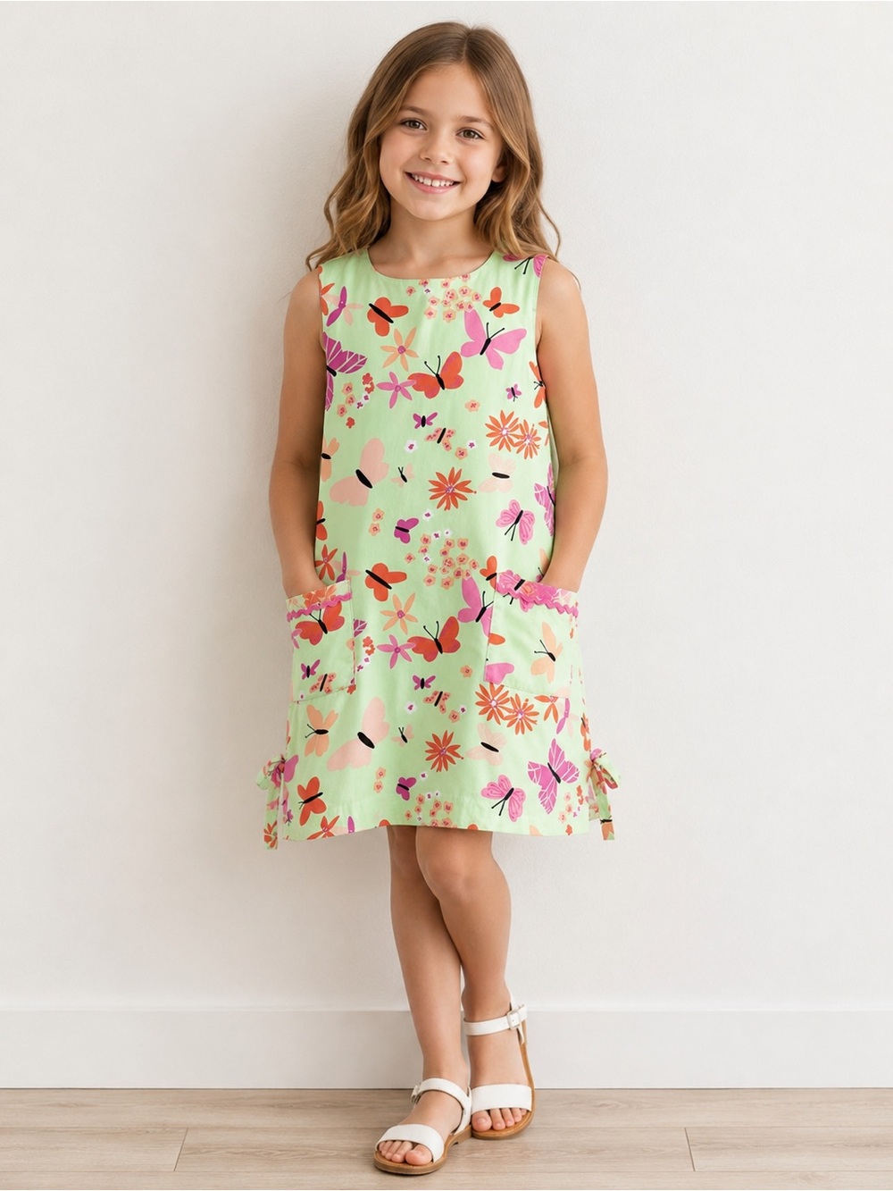Vintage Lilly Pulitzer Girls Dress Size 7 Butterfly Print Shift Dress